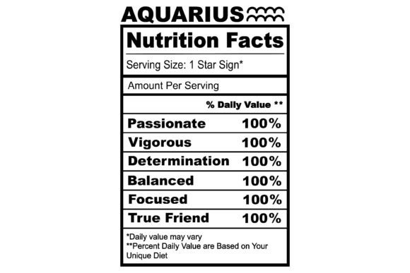 Download Aquarius Zodiac Nutrition Facts SVG - Premium Resources
