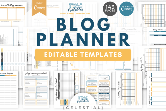 Download Blog Planner Canva Templates | CELESTIAL - Templates Collection