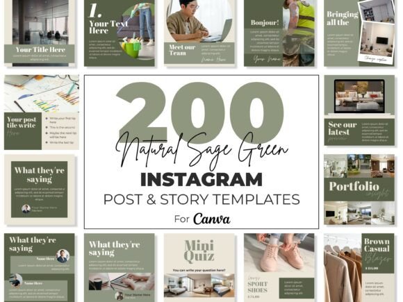 Download Instagram Canva Templates Sage Green - Templates Collection