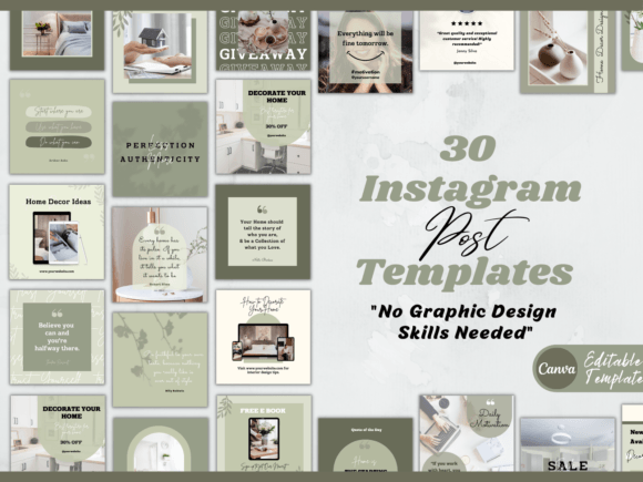 Download Instagram Post Templates for Canva-green - Templates Collection