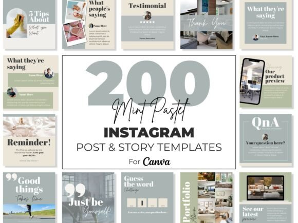 Download Instagram Canva Templates Mint Pastel - Templates Collection