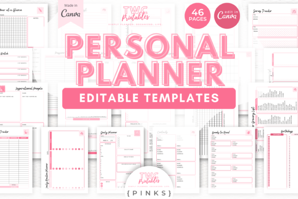 Download Personal Planner Canva Templates | PINKS - Templates Collection