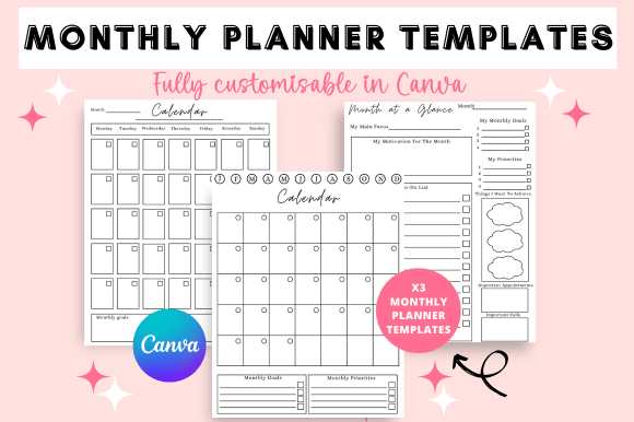Download Monthly Planner Canva Templates - Templates Collection