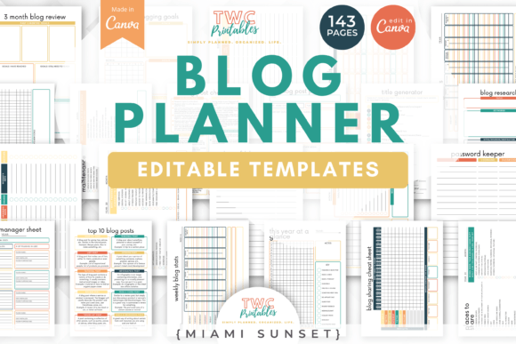 Download Blog Planner Canva Templates | MIAMI - Templates Collection