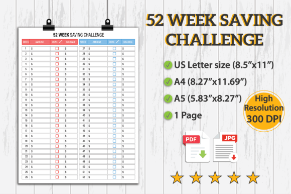 Download Week Saving Tracker Printable - Premium Resources