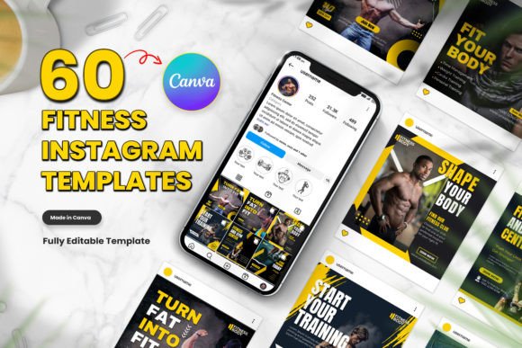 Download 60 Fitness Instagram Canva Templates - Templates Collection