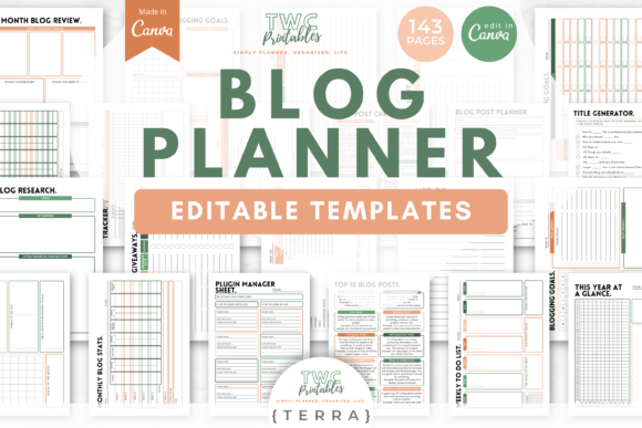 Download Blog Planner Canva Templates | TERRA - Templates Collection