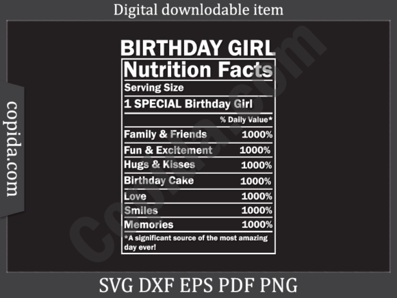 Download Birthday Girl Nutrition Facts Svg File - Nutrition Collection