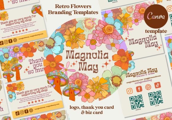 Download Retro Flower Branding Canva Templates - Templates Collection