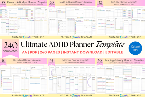 Download Ultimate ADHD Planner Templates Bundle - Templates Collection