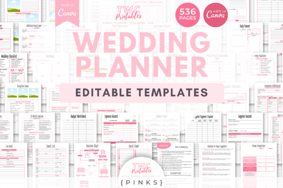 Download Wedding Planner Canva Templates | PINKS - Wedding planner Collection