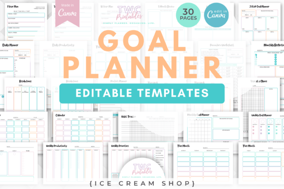 Download Goal Planner Canva Templates | ICE CREAM - Templates Collection