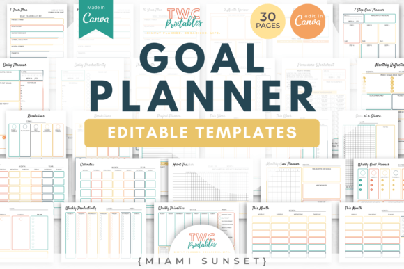 Download Goal Planner Canva Templates | MIAMI SUN - Templates Collection