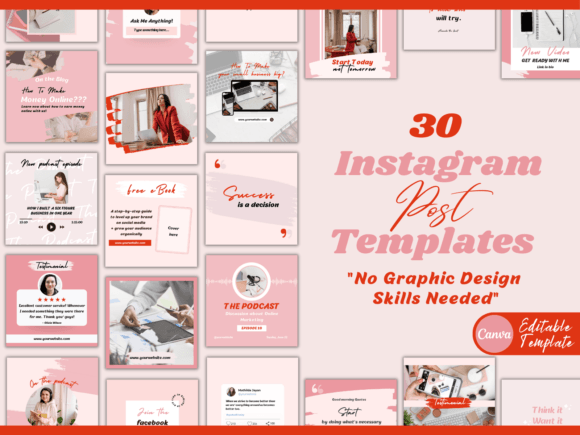 Download Instagram Post Templates-pink &amp; Red - Templates Collection