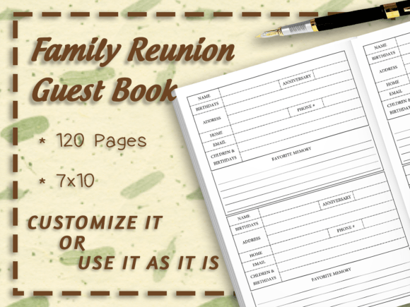 Download Family Reunion Guest Book Interior 120p - Guest book interior Collection