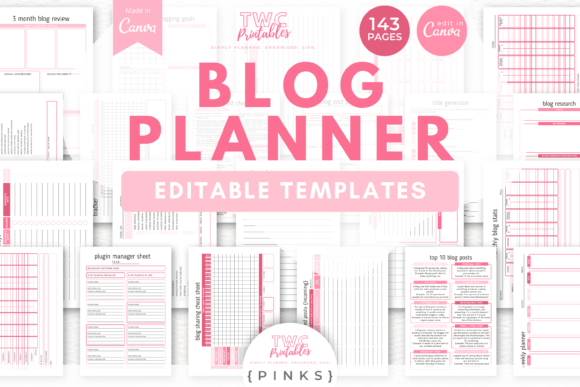 Download Blog Planner Canva Templates | PINKS - Templates Collection