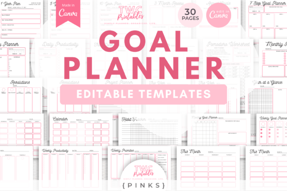 Download Goal Planner Canva Templates | PINKS - Templates Collection