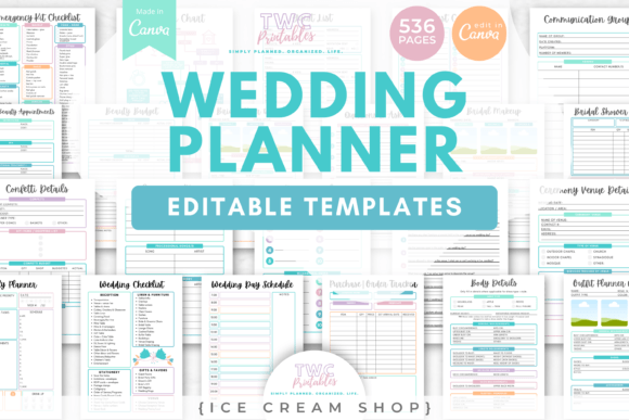 Download Wedding Planner Canva Templates | ICE - Wedding planner Collection